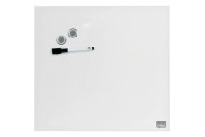 Nobo - Petit Tableau Blanc Mural Carre, Surface Magnetique en Verre Effacable a  Sec, Sans Cadre, Fixations Invisibles, 450 x 45