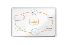 Nobo Tableau Blanc Magnetique emaille, 900 x 600mm, Cadre Aluminium, Montage Mural par les Coins, Marqueur Inclus, Premium Plus,