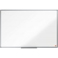 Nobo Tableau Blanc Magnetique emaille, 900 x 600mm, Cadre Aluminium, Montage Mural par les Coins, Porte-Marqueur Inclus, Essence