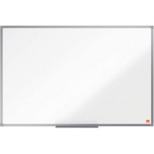 Nobo Tableau Blanc Magnetique emaille, 900 x 600mm, Cadre Aluminium, Montage Mural par les Coins, Porte-Marqueur Inclus, Essence