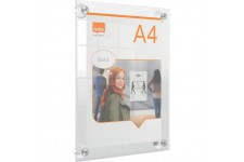 Nobo A4 Acrylic Wall Mounted Repositionable Poster Frame, Frameless, Portrait/Landscape, Suction Cup Pad Mounting, Premium Plus,