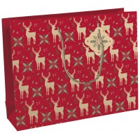 Clairefontaine X-29547-6C - Un sac cadeau shopping 37,3x11,8x27,5 cm 210g en kraft 100 % recycle, Lovely home red