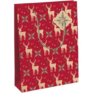 Clairefontaine X- 29547-2C - Un sac cadeau large 26,5x14x33 cm 210g en kraft 100 % recycle, Lovely home red