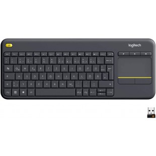 Logitech K400 Plus Clavier Sans Fil Touch TV Avec Controle Media et Pave Tactile, Clavier Allemand QWERTZ - Noir