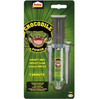 Lot de 6 : Pattex Crocodile Power Colle epoxy Kraft-Mix - 1 min - Forte colle epoxy avec seringue de melange instantane - Sechag