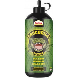 Pattex Crocodile Power colle a  bois, colle a  bois performante pour l'interieur et l'exterieur, 1x flacon de 225 g colle a  sec