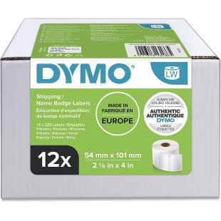 DYMO LW grandes etiquettes autocollantes pour expeditions et badges nominatifs,54 mmx101mm,12rouleaux de 220 etiquettes (2 640 e