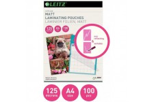 Leitz Pochette de plastification en feuille de qualite, A4, paquet de 100, transparent (mat standard)