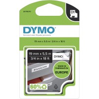 Dymo S0718070 etiquettes Autocollantes D1, Rouleau de 19 mm X 5,5 M, Impression en Vert Sur Fond Noir, pour Imprimantes Labelman