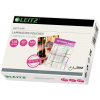 Leitz 33805 Pochettes de plastification, Materiau epais de 125 Microns (Transparent, Brillant, A7) - Pack de 100