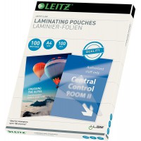 Leitz hot lamination pouches, A4, 100 pack, glossy, transparent, film thickness 100 mic, 33826