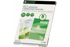 Leitz 33872 - Lot de 100 etuis Plastifies Autocollants A4 80 My