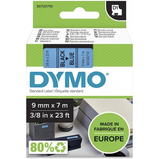 Dymo D1 etiquettes Standard 9 mm x 7 m - Noir sur Bleu