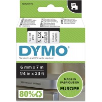 Dymo S0720770 Etiquette avec adhesive permanente 6 mm x 7 m Noir/Transparent