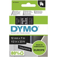 DYMO D1 etiquettes autocollantes, impression en blanc sur fond noir, 12 mm x 7 m, pour etiqueteuses LabelManager, authentique