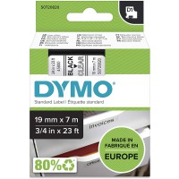 Dymo D1 etiquette Rouleau 19 mm x 7 m Noir/Transparen
