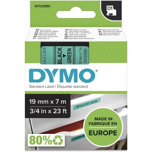 Dymo D1 etiquette Rouleau 19 mm x 7 m Noir sur rouleau vert