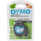 Dymo LetraTag Ruban Plastique Authentique, 1,2 cm x 4 m, Noir sur Blanc, Pour etiqueteuse DYMO LetraTag