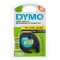 Dymo LetraTag Ruban Plastique Authentique, 1,2 cm x 4 m, Noir sur Jaune, Pour etiqueteuse DYMO LetraTag