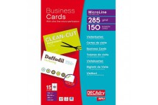 Decadry OCB3261 Pochette de 150 cartes de visite microperforee Format 85 x 54 mm 285 g