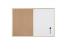 Bi-Office Budget - Tableau Mixte, d'Affichage en Liege et Blanc Magnetique Effacable a  Sec, Cadre en Bois, 90 x 60 cm