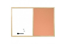 Bi-Office Budget - Tableau Mixte, d'Affichage en Liege et Blanc Magnetique Effacable a  Sec, Cadre en Bois, 40 x 30 cm