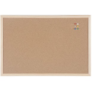 Bi-Office Budget - Tableau d'Affichage en Liege, 60 x 40 cm, Double Face, Panneau avec Cadre en Bois