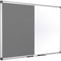 Bi-Office Maya Tableau mixte en feutre magnetique 900 x 600 mm Gris