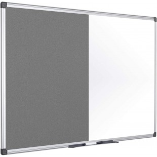 Bi-Office Maya Tableau mixte en feutre magnetique 900 x 600 mm Gris