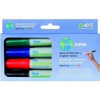 Bi-Office Earth - Lot de 4 Marqueurs pour Tableau Blanc ecologique, Couleurs Assorties