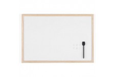 Bi-Office Budget - Tableau Blanc Magnetique, 60 x 40 cm, avec 1 Marqueur et 2 Aimants, Tableau a  Memo avec Cadre en Bois et Sur