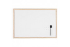 Bi-Office Budget - Tableau Blanc Magnetique, 60 x 40 cm, avec 1 Marqueur et 2 Aimants, Tableau a  Memo avec Cadre en Bois et Sur