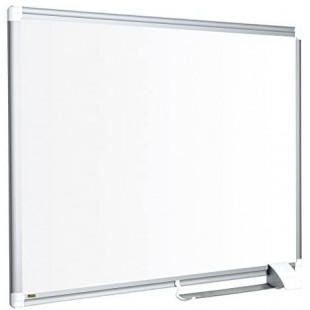 Bi-Office Tableau Blanc New Generation, Magnetique Emaille, Cadre en Aluminium, Porte-Marqueur Coulissant, 90 x 60 cm