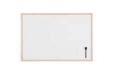 Bi-Office Budget - Tableau Blanc Magnetique, 90 x 60 cm, avec 1 Marqueur et 2 Aimants, Tableau a  Memo avec Cadre en Bois et Sur