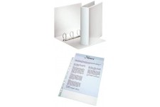 Esselte Essentials Classeur a anneaux personnalisable A4 Carton recouvert de polypropylene 4 anneaux,Blanc + Pochet