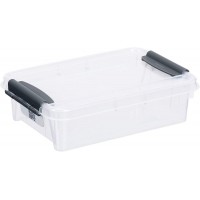 Plast Team Pro Box Boite de rangement avec couvercle et code QR empilable Transparent 0,9 l