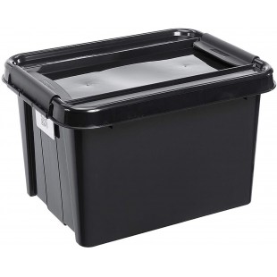 Plast Team ProBox Recycle Boite de rangement avec couvercle/caisse avec couvercle QR Code noir (32L)
