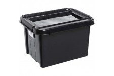 Plast Team ProBox Recycle Boite de rangement avec couvercle/caisse avec couvercle QR Code noir (32L)