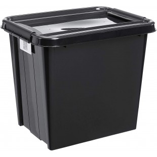 Plast Team ProBox Recycle Boite de rangement avec couvercle/caisse avec couvercle QR Code noir (53L)