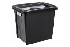 Plast Team ProBox Recycle Boite de rangement avec couvercle/caisse avec couvercle QR Code noir (53L)