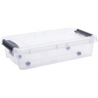 Plast Team Pro Box Boite de rangement avec couvercle et code QR empilable Transparent 31 l