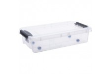 Plast Team Pro Box Boite de rangement avec couvercle et code QR empilable Transparent 31 l