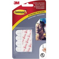 Command Bandes de Suspension pour Petites Photos, Lot de 12 Bandes Adhesives, Blanches - Fixation sans Dommage - Pour Posters, C