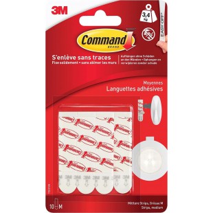 Command 3m Paquet de Recharge languettes adhesives, Blanc Noir