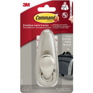 Grand crochet metal nickel brosse Command FC13-BN