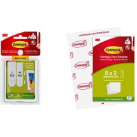 Command Pack de 12 Languettes Repositionnables : 8 larges, 4 moyennes & Languettes Accroches Tableaux Moyen Modele, blanc, PH204