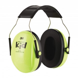 3M Casque antibruit enfant Peltor H510AK, vert fluo. Taille ajustable. Contre des niveaux de bruit de 87 a  98 dB (SNR : 27dB) 