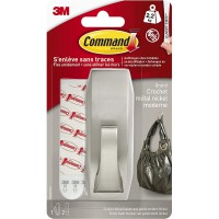 Crochet metal nickel brosse aux reflets modernes grand modele Command MR03-BN