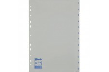 Lot de 10 : Esselte Intercalaires A4 Touches 1-12, Bleu & Blanc, Onglets Renforces en Plastique Resistant avec Table des Matiere
