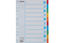 Esselte Intercalaires A4 10 Touches, Bleu/Multicolore, Carton Resistant Recycle, 10 Onglets avec Table des Matieres,